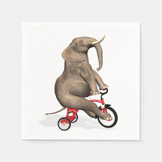 Cute Elephant Riding A Tricle Pappersservett (Framsidan)