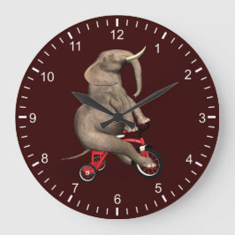 Cute Elephant Riding A Tricle Stor Klocka