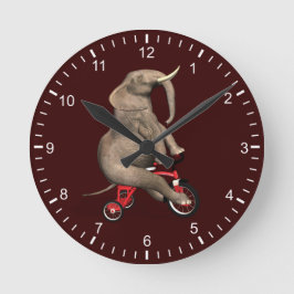 Cute Elephant Riding A Tricle Stor Klocka
