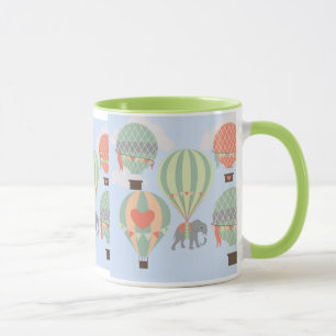 Cute Elephant Riding Luftballongs Stigning Mugg