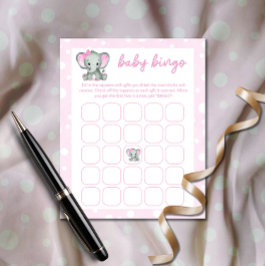Cute Elephant rosa baby bingo-spel