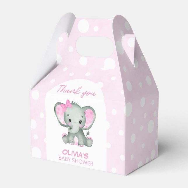 Cute Elephant rosa Baby Shower Presentaskar (Framsidan Sidan)