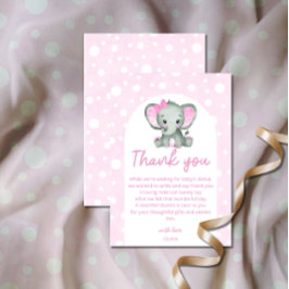 Cute Elephant rosa Baby Shower Tack Kort