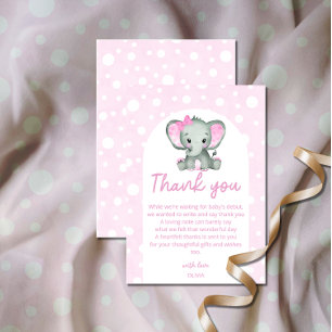 Cute Elephant rosa Baby Shower Tack Kort