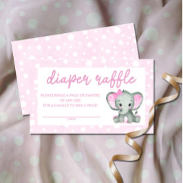 Cute Elephant rosa blöja lotteri lott Tilläggskort