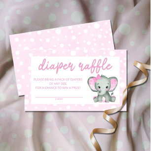 Cute Elephant rosa blöja lotteri lott Tilläggskort