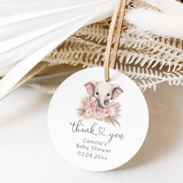 Cute Elephant Rosa Boho Girl Baby Shower Gåvor Etiketter