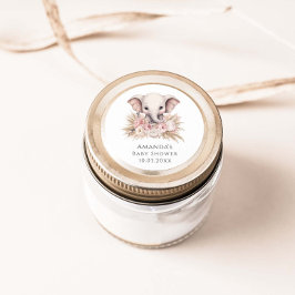 Cute Elephant Rosa Boho Girl Baby Shower Runt Klistermärke