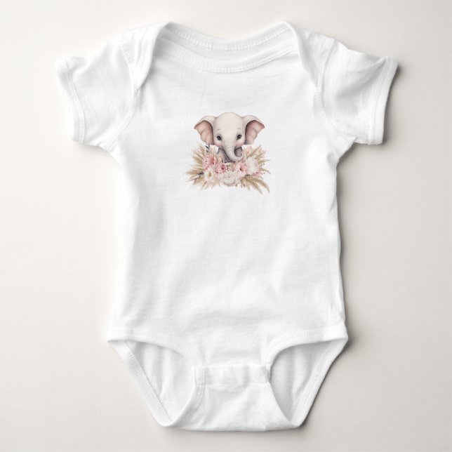 Cute Elephant Rosa Boho Girl Baby Shower T Shirt (Framsida)