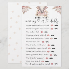 Cute Elephant Rosa Boho Girl "Gissa WHO Game"