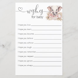 Cute Elephant Rosa Boho Girl Önskemål för Baby