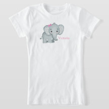 Cute Elephant Rosa Bow Namn Kids Girls