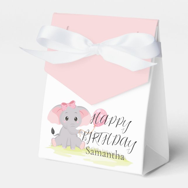 Cute Elephant Rosa Girl-favoritbox Presentaskar (Framsidan Sidan)