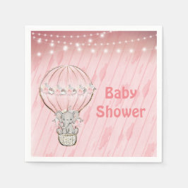 Cute Elephant Rosa Luftballong Baby Shower Pappersservett