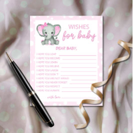 Cute Elephant rosa Önskemål för Baby-kort