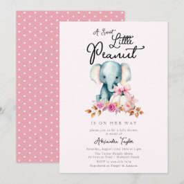 Cute Elephant Rosa Pumpkin Fall Girl Baby Shower Inbjudningar