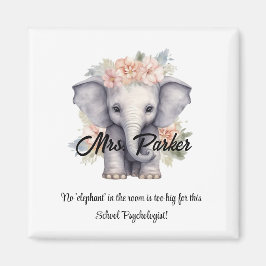 Cute Elephant School Psycholog Citote Funny Magnet