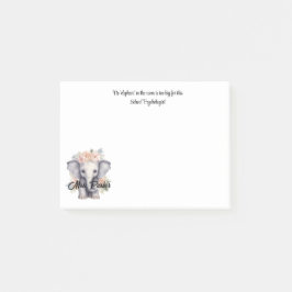 Cute Elephant School Psychologist citerar terapi Post-it Block