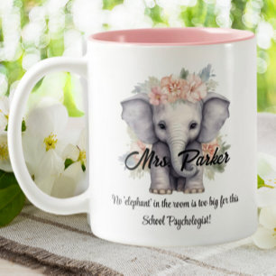 Cute Elephant School Psychologist citerar terapi Två-Tonad Mugg