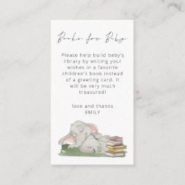 Cute Elephant Script Bokar for Baby Shower Tilläggskort