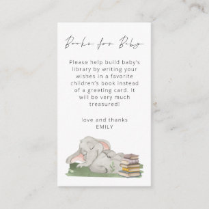 Cute Elephant Script Bokar for Baby Shower Tilläggskort