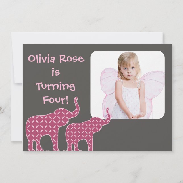 Cute Elephant Shapes Barns födelsedag Party Inbjud Inbjudningar (Framsida)