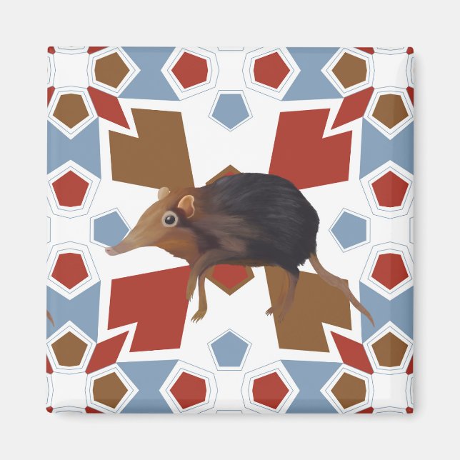 Cute Elephant Shrew Roligt Colorful Mönster Magnet (Framsidan)