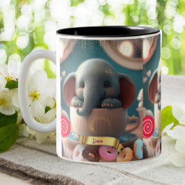 Cute Elephant Sitta i ett kopp Sweet Treats