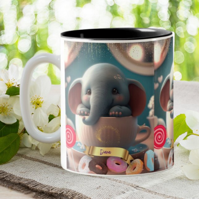 Cute Elephant Sitta i ett kopp Sweet Treats (Skapare uppladdad)