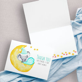 Cute Elephant Sleeping på Måne Baby Shower Tack Kort