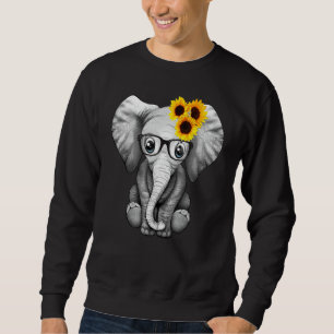 Cute Elephant Solros Lång Ärmad Tröja