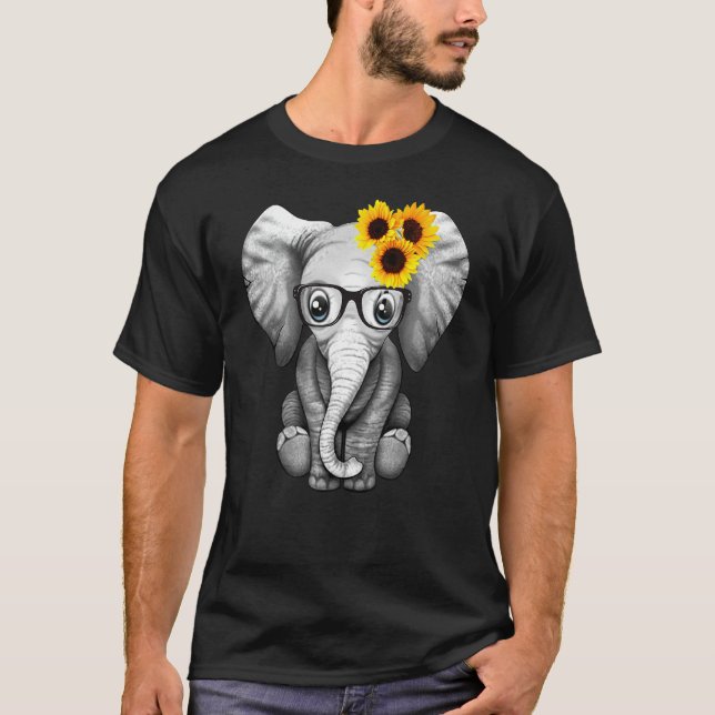 Cute Elephant Solros T Shirt (Framsida)