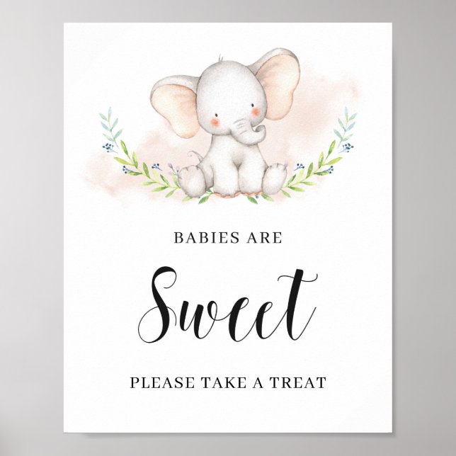 Cute Elephant Spädbarn är ett sött tecken poster (Framsidan)