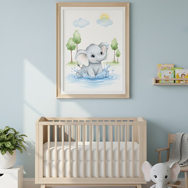 Cute Elephant Splashing in Water Poster (Skapare uppladdad)