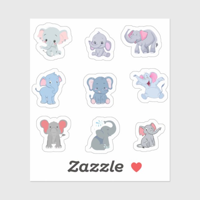 Cute Elephant Stickers Klistermärken (Ark)