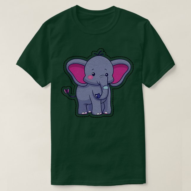 Cute Elephant Stitched T Shirt (Design framsida)