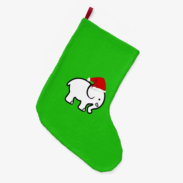 Cute Elephant Stocking Lycklig Helgdag Home Joy Stor Julstrumpa (Framsidan (Hängande))