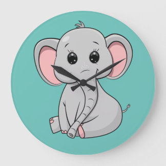 Cute Elephant Stor Klocka