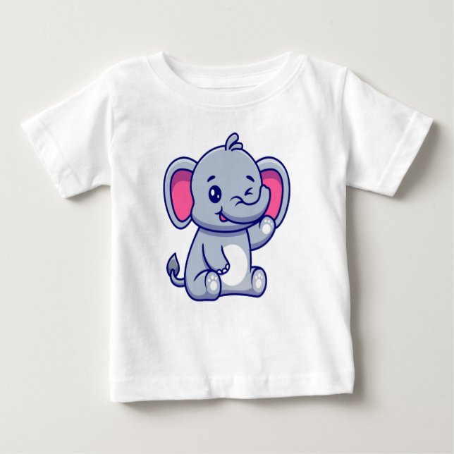 Cute Elephant T Shirt (Framsida)