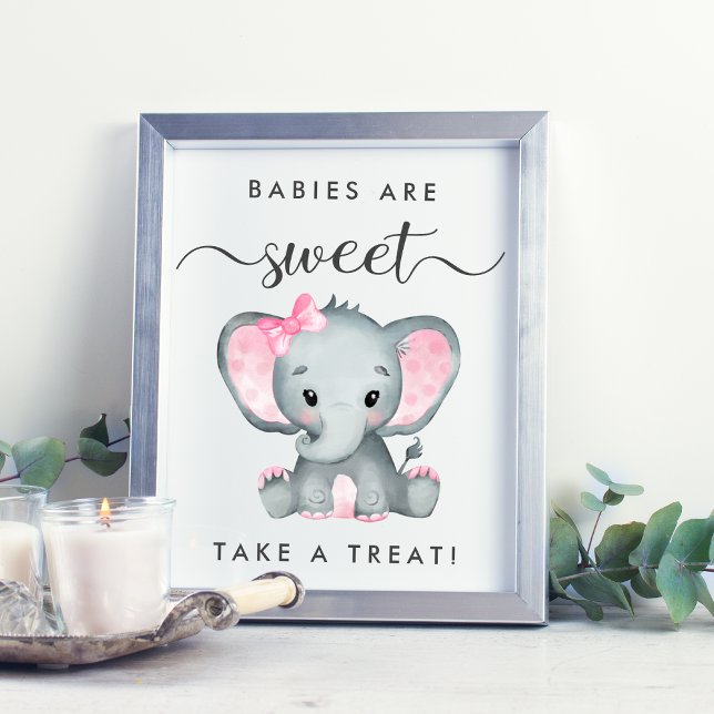 Cute Elephant Ta en Treat Flicka Shower Poster (Skapare uppladdad)