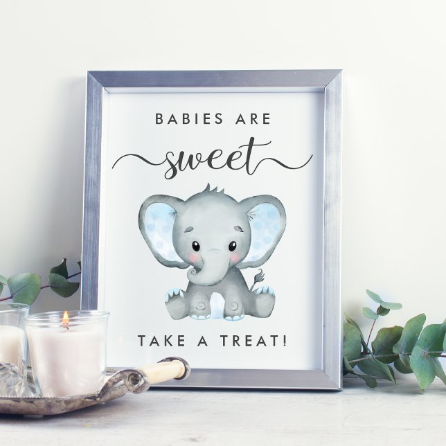 Cute Elephant Ta en Treat Pojke Shower Poster (Skapare uppladdad)