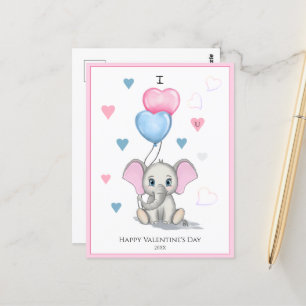 Cute Elephant Tecknad Personlig Alla hjärtans Vykort