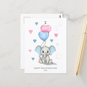 Cute Elephant Tecknad Personlig Alla hjärtans Vykort
