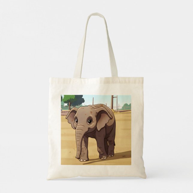 Cute elephant tote bag tygkasse (Baksida)