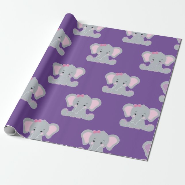 Cute elephant tryckt presentpapper (Utrullad)