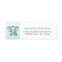 Cute Elephant Turquiose Baby Shower Returadress