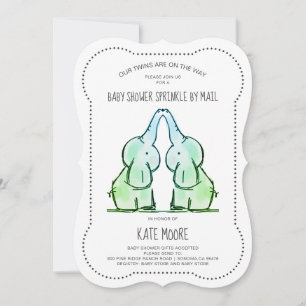 Cute Elephant Twillingar Baby Shower Sprinkle by M Inbjudningar