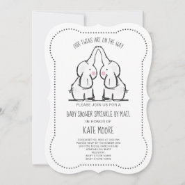 Cute Elephant Twillingar Baby Shower Sprinkle by M Inbjudningar