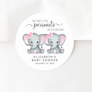 Cute Elephant Twin Flicka Shower Runt Klistermärke