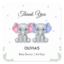 Cute Elephant Twin Girl Boy Shower Tack